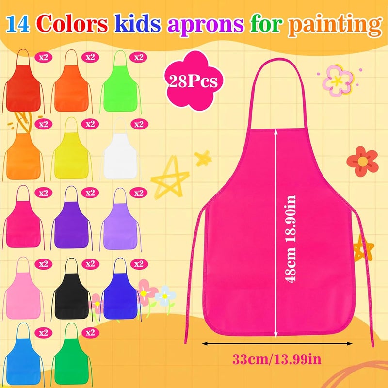 PLULON 5/12/24/36 Pcs Kids Aprons for Painting, Painting Apron Bulk for Kids Art Smocks for Art Crafts Home Kitchen Classroom - Image 2